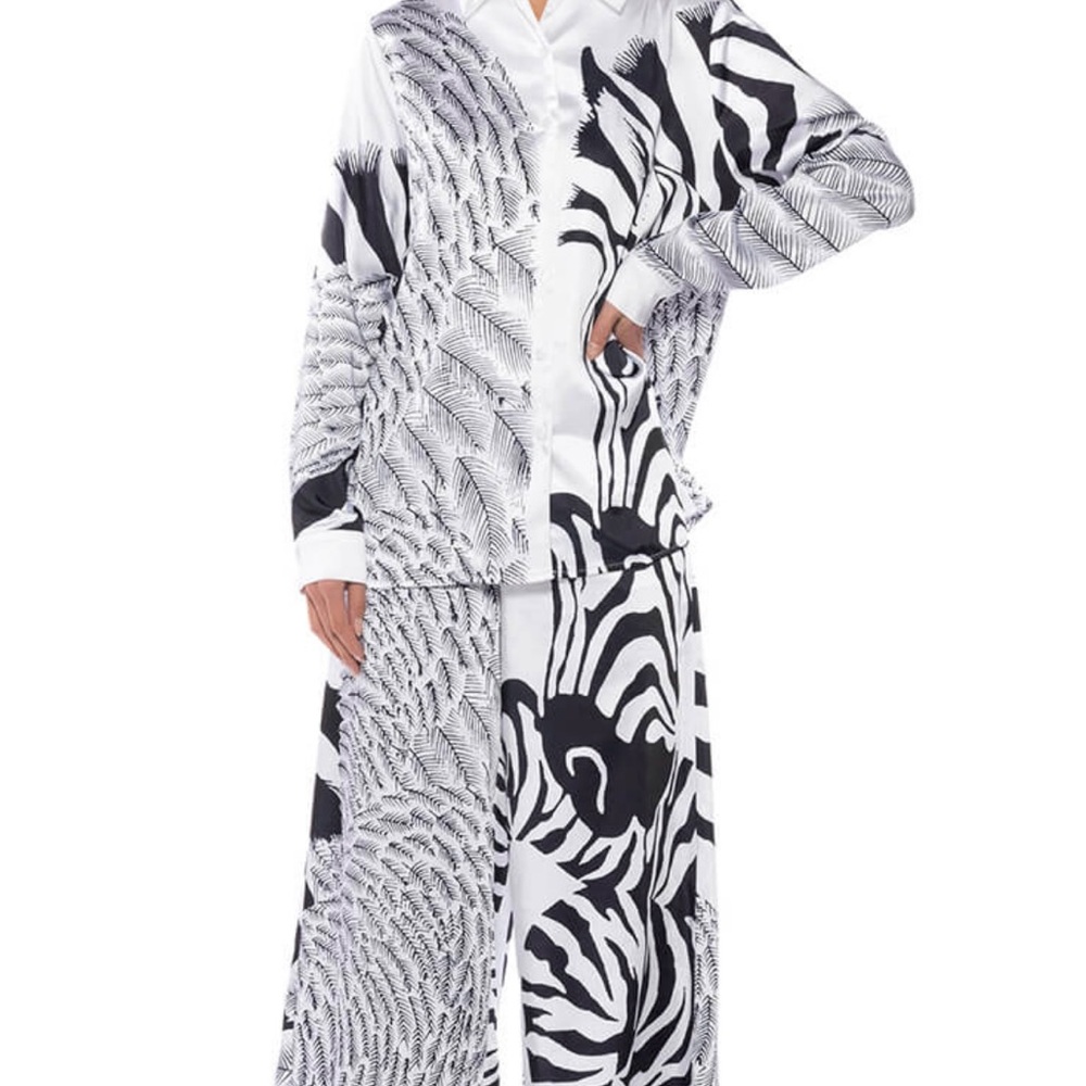 2 Piece Black and White Zebra Print Set